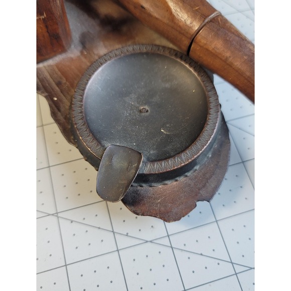 Vintage Carved Wooden Pipe Smokers Companion Stand Rack Ashtray Matchbook Hldr - Picture 5 of 8